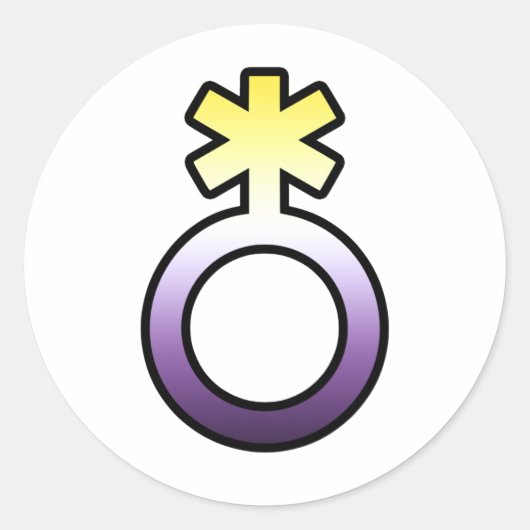 Sticker Rond Symbole non binaire (Devant)