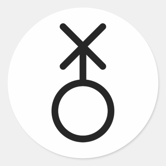 Sticker Rond symbole non binaire (Devant)