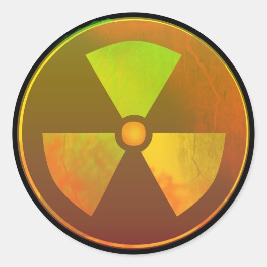 Sticker Rond Symbole nucléaire radioactif fissuré (Devant)