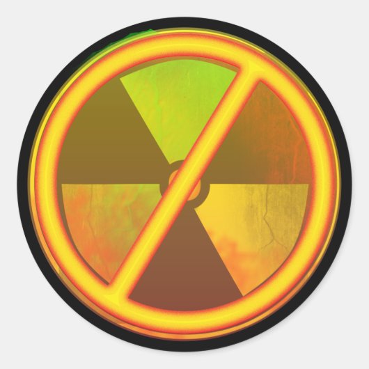 Sticker Rond Symbole nucléaire radioactif fissuré (Devant)