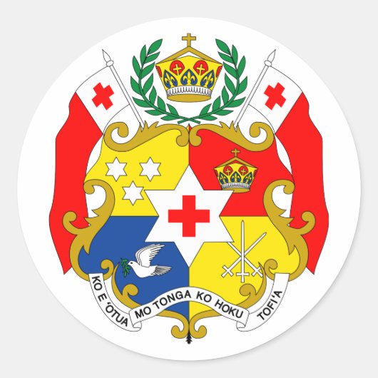 Sticker Rond Symbole officiel Tonga d'Heraldry (Devant)