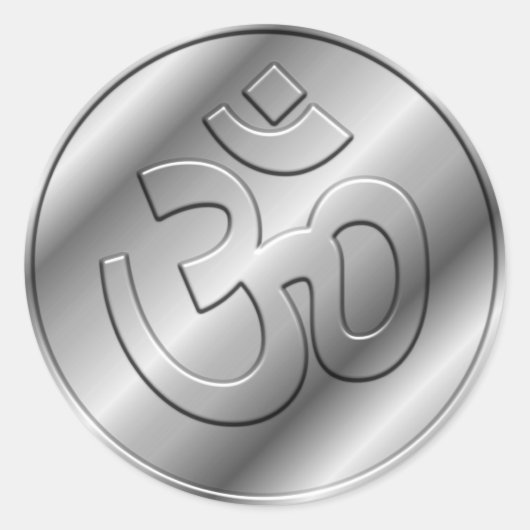STICKER ROND SYMBOLE OM D'ARGENT (Devant)