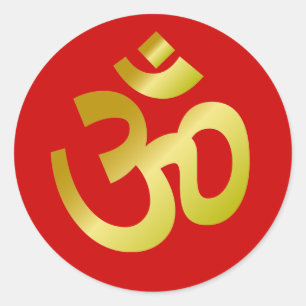 Sticker Rond Symbole Om doré