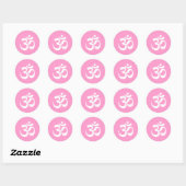 Sticker Rond Symbole Om rose et blanc (Feuille)