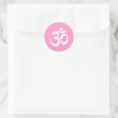 Sticker Rond Symbole Om rose et blanc (Sac)