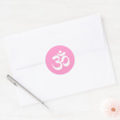 Sticker Rond Symbole Om rose et blanc (Enveloppe)