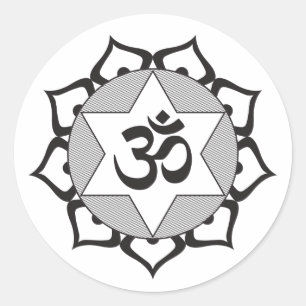 Sticker Rond Symbole original noir Yoga OM