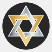 Sticker Rond Symbole original or argent étoile de David (Devant)