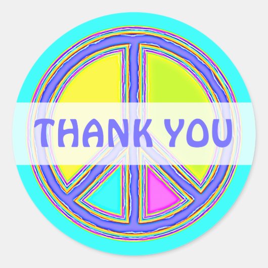 Sticker Rond Symbole PAIX avec des couleurs remplies (Devant)