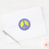 Sticker Rond Symbole PAIX avec des couleurs remplies (Enveloppe)