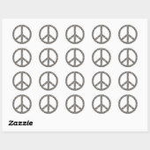 Sticker Rond Symbole PEACE - ARGENT (Feuille)
