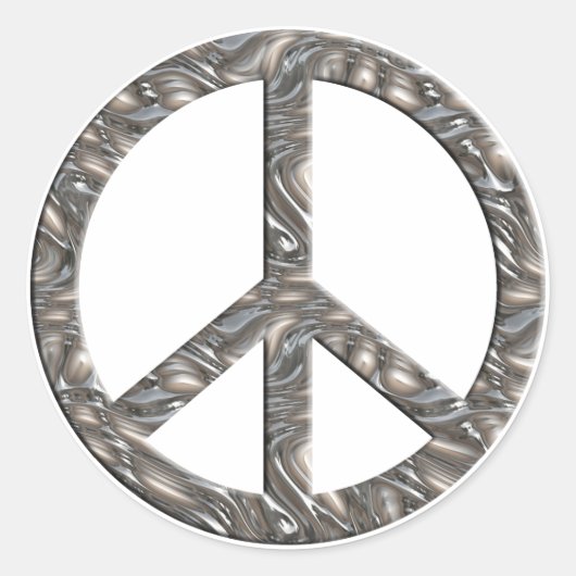 Sticker Rond Symbole PEACE - ARGENT (Devant)