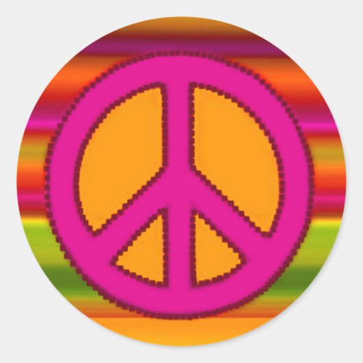 Sticker Rond SYMBOLE Pink Orange Fractal & Peace (Devant)