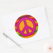 Sticker Rond SYMBOLE Pink Orange Fractal & Peace (Enveloppe)