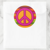 Sticker Rond SYMBOLE Pink Orange Fractal & Peace (Sac)