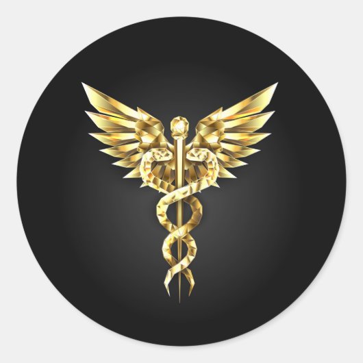 Sticker Rond Symbole Polygonal Or Caduceus (Devant)