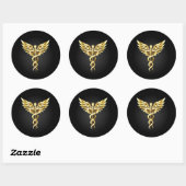 Sticker Rond Symbole Polygonal Or Caduceus (Feuille)