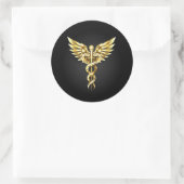 Sticker Rond Symbole Polygonal Or Caduceus (Sac)