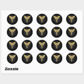 Sticker Rond Symbole Polygonal Or Caduceus (Feuille)