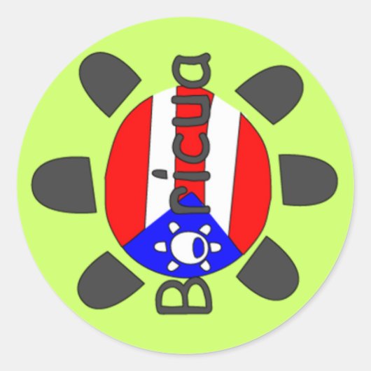 Sticker Rond Symbole Porto Rico Boricua (Devant)