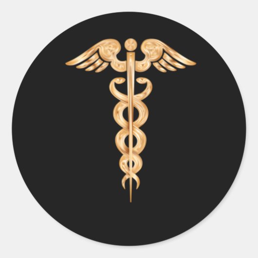 Sticker Rond Symbole professionnel Médicale Caduceus (Devant)