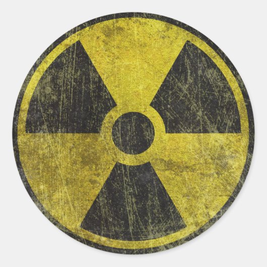Sticker Rond Symbole radioactif Grunge (Devant)
