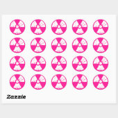 Sticker Rond Symbole radioactif rose chaud (Feuille)