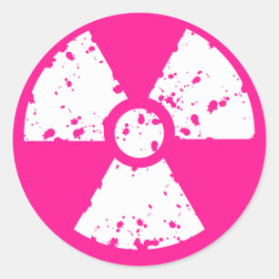 Sticker Rond Symbole radioactif rose chaud
