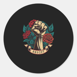 Sticker Rond Symbole Rose socialiste démocrate libéral A