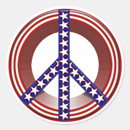 Sticker Rond Symbole rouge blanc et bleu de paix (Devant)