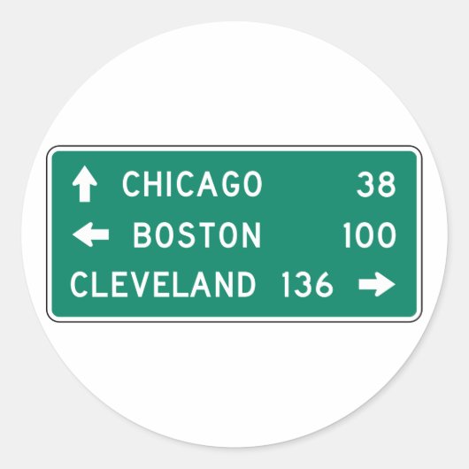 Sticker Rond SYMBOLE ROUTIER DE Chicago Boston Cleveland (Devant)
