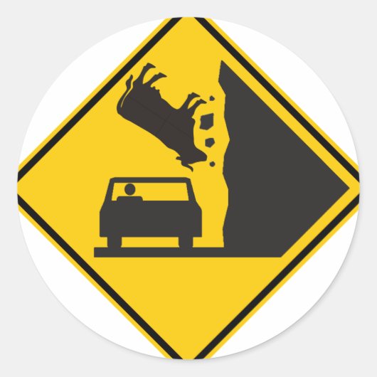 STICKER ROND SYMBOLE ROUTIER DE LA ZONE VACHE EN CHUTE (Devant)