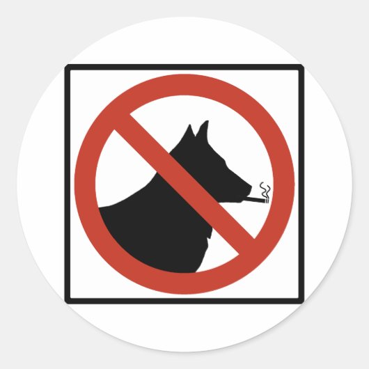 Sticker Rond Symbole routier interdit aux chiens fumeurs (Devant)