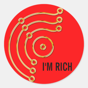 Sticker Rond Symbole RUNA/OR, je suis lumière rouge RICHE de