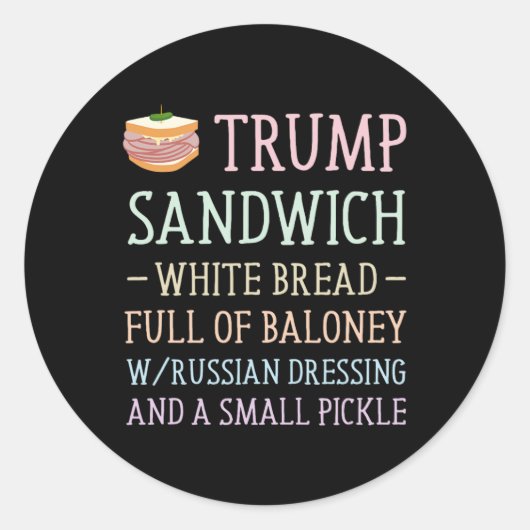 Sticker Rond SYMBOLE sandwich Trump Drôle (Devant)