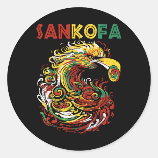 Sticker Rond Symbole Sankofa JunetDix Ghana Sankofa Adinkra (Devant)