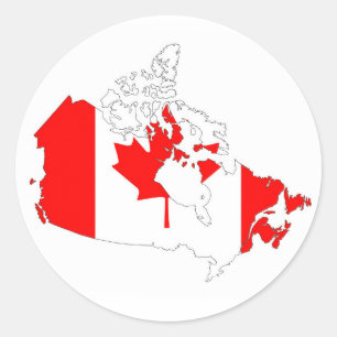 Sticker Rond symbole silhouette de la carte du drapeau du canad