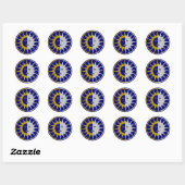 Sticker Rond Symbole SOLEIL ET LUNE - or argent (Feuille)