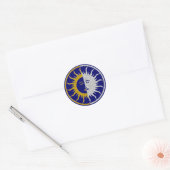 Sticker Rond Symbole SOLEIL ET LUNE - or argent (Enveloppe)