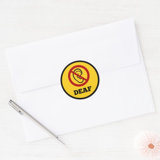 Sticker Rond symbole sourd jaune (Enveloppe)