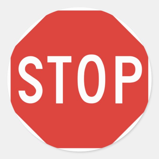 Sticker Rond Symbole Stop Street Road Signal Attention Trafic (Devant)