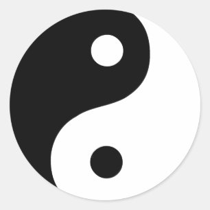 Sticker Rond Symbole taoïste du Yin Yang noir et blanc