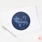 Sticker Rond Symbole Taurus Constellation et Zodiaque avec étoi (Enveloppe)