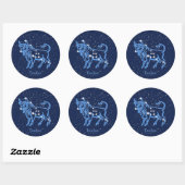 Sticker Rond Symbole Taurus Constellation et Zodiaque avec étoi (Feuille)