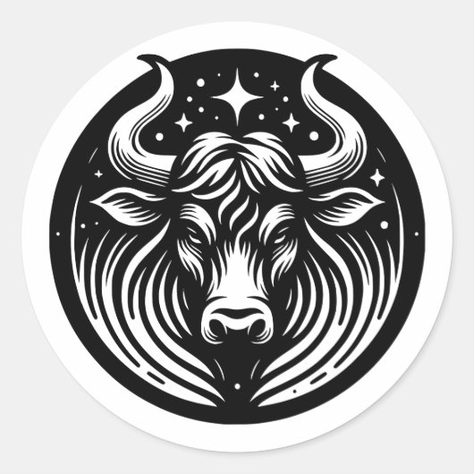 Sticker Rond Symbole Taurus Taureau Horoscope (Devant)