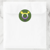 Sticker Rond Symbole trans. indicateur non binaire (Sac)
