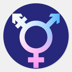 Sticker Rond Symbole Trans* rose/bleu/blanc