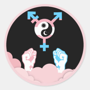 Sticker Rond Symbole transgenre Soleil et Lune Puissance et Équ