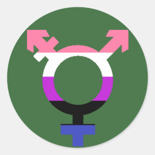 Sticker Rond Symbole transversal de drapeau de genderfluide