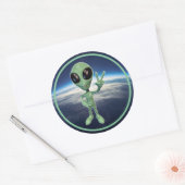 Sticker Rond SYMBOLE VERT Alien Peace V (Enveloppe)
